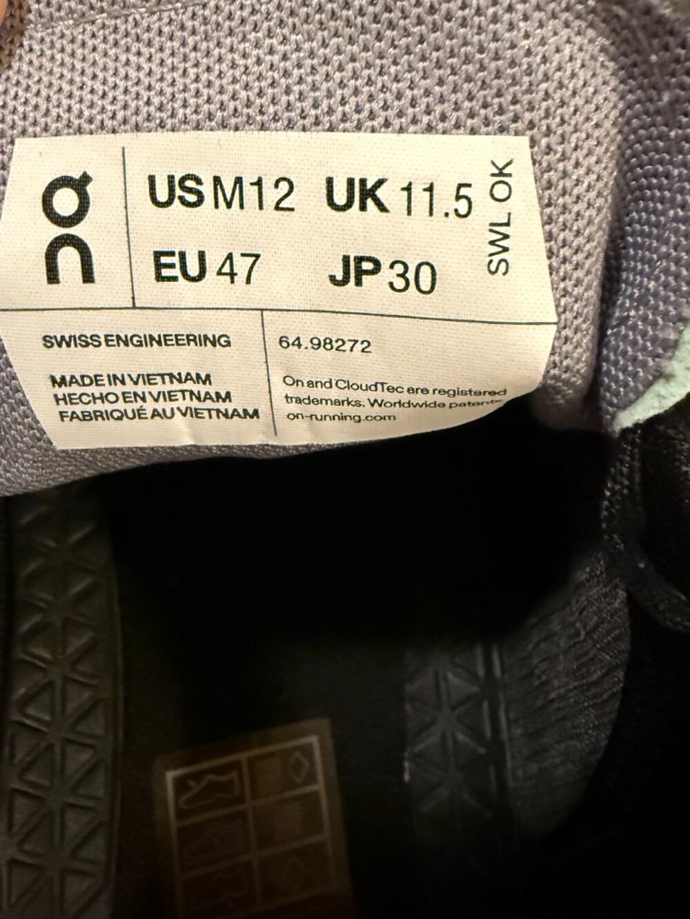 Men's Size 12 On Running Cloud Vista Shoes - Picture 6 of 7